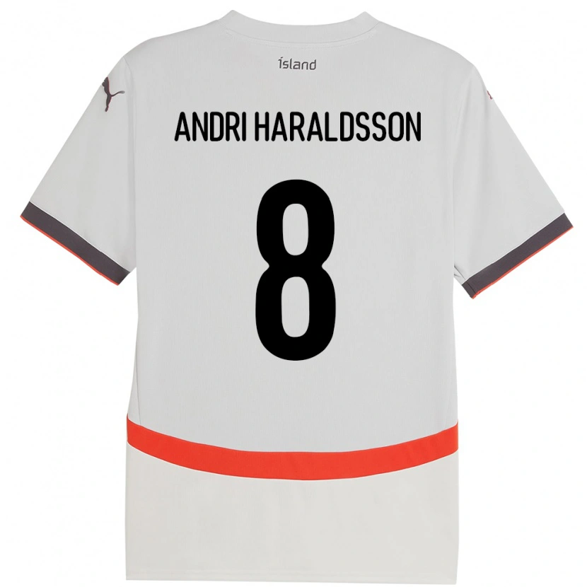 Danxen Męski Islandia Haukur Andri Haraldsson #8 Biały Wyjazdowa Koszulka 24-26 Koszulki Klubowe