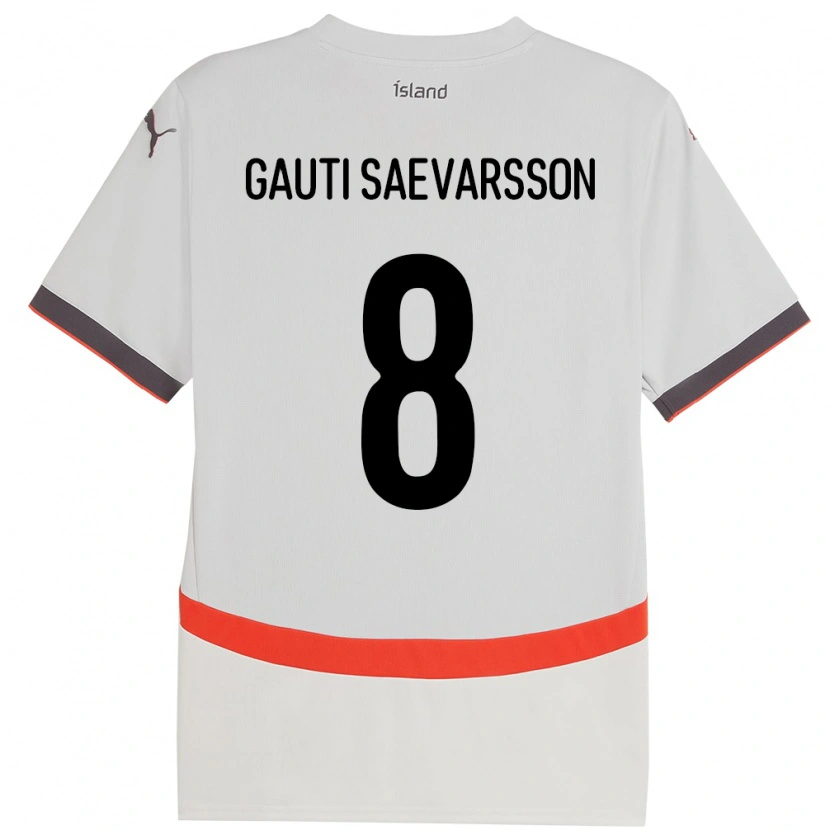 Danxen Męski Islandia Gudmar Gauti Saevarsson #8 Biały Wyjazdowa Koszulka 24-26 Koszulki Klubowe