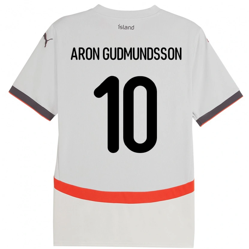 Danxen Męski Islandia Eggert Aron Gudmundsson #10 Biały Wyjazdowa Koszulka 24-26 Koszulki Klubowe
