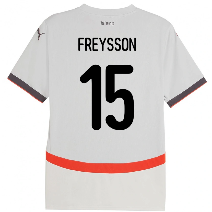 Danxen Męski Islandia Fjölnir Freysson #15 Biały Wyjazdowa Koszulka 24-26 Koszulki Klubowe