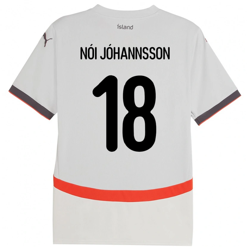 Danxen Męski Islandia Sigurdur Nói Jóhannsson #18 Biały Wyjazdowa Koszulka 24-26 Koszulki Klubowe