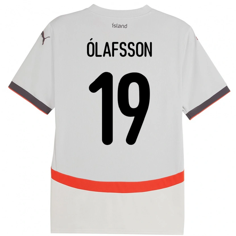 Danxen Męski Islandia Sigurdur Stefán Ólafsson #19 Biały Wyjazdowa Koszulka 24-26 Koszulki Klubowe