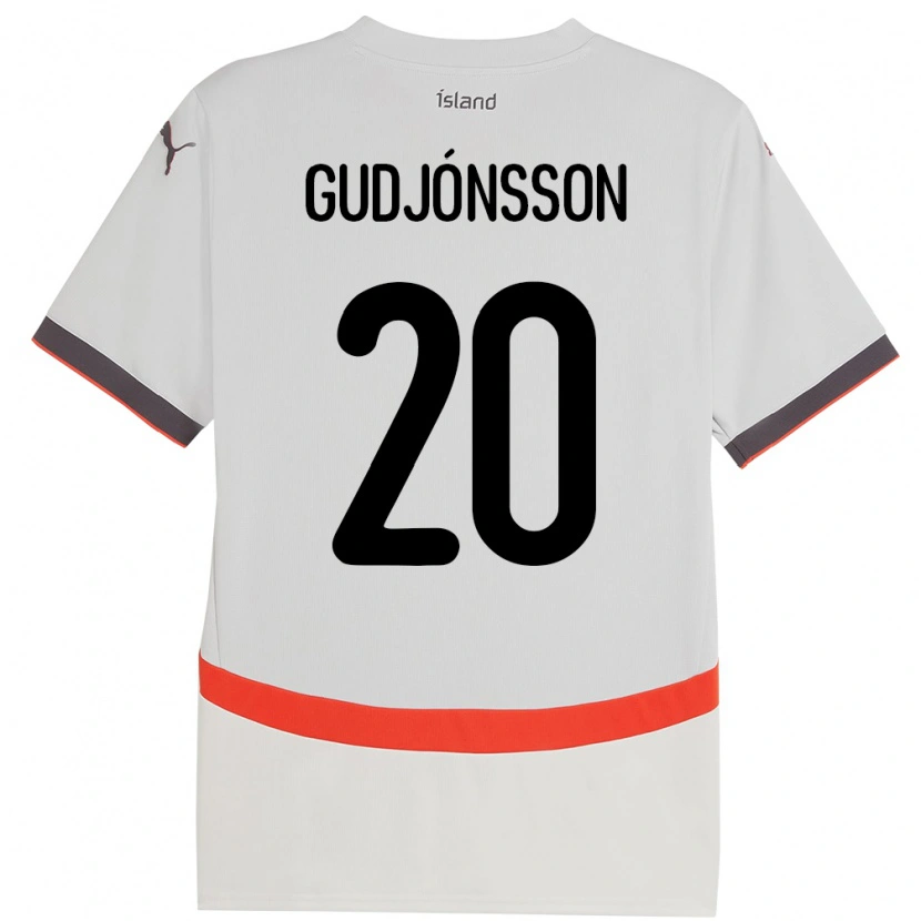 Danxen Męski Islandia Alexander Máni Gudjónsson #20 Biały Wyjazdowa Koszulka 24-26 Koszulki Klubowe