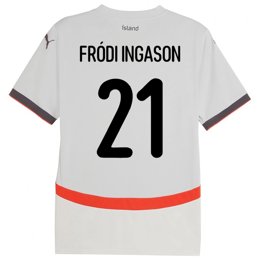 Danxen Męski Islandia Helgi Fródi Ingason #21 Biały Wyjazdowa Koszulka 24-26 Koszulki Klubowe