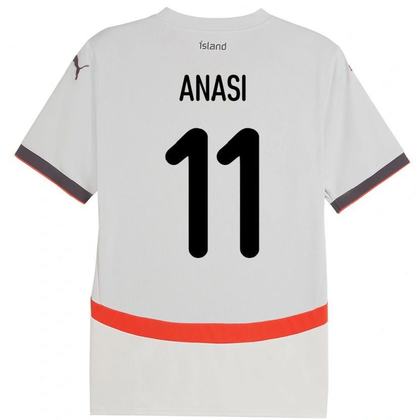 Danxen Męski Islandia Natasha Anasi #11 Biały Wyjazdowa Koszulka 24-26 Koszulki Klubowe