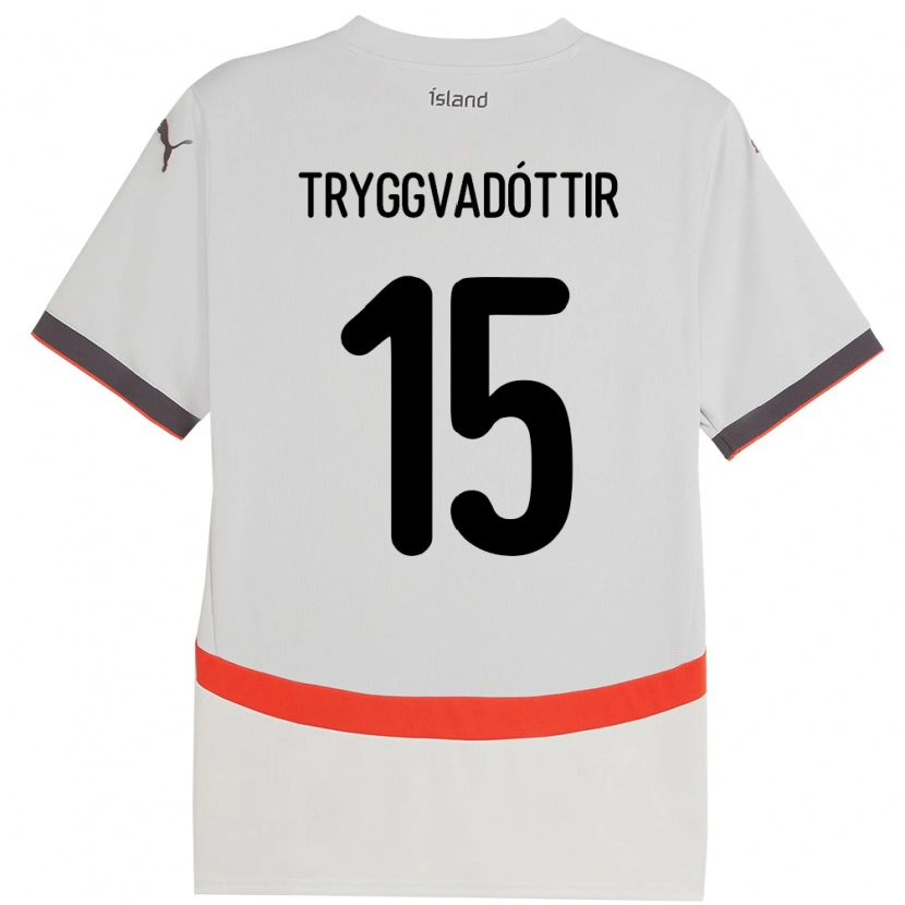 Danxen Męski Islandia Katla Tryggvadóttir #15 Biały Wyjazdowa Koszulka 24-26 Koszulki Klubowe