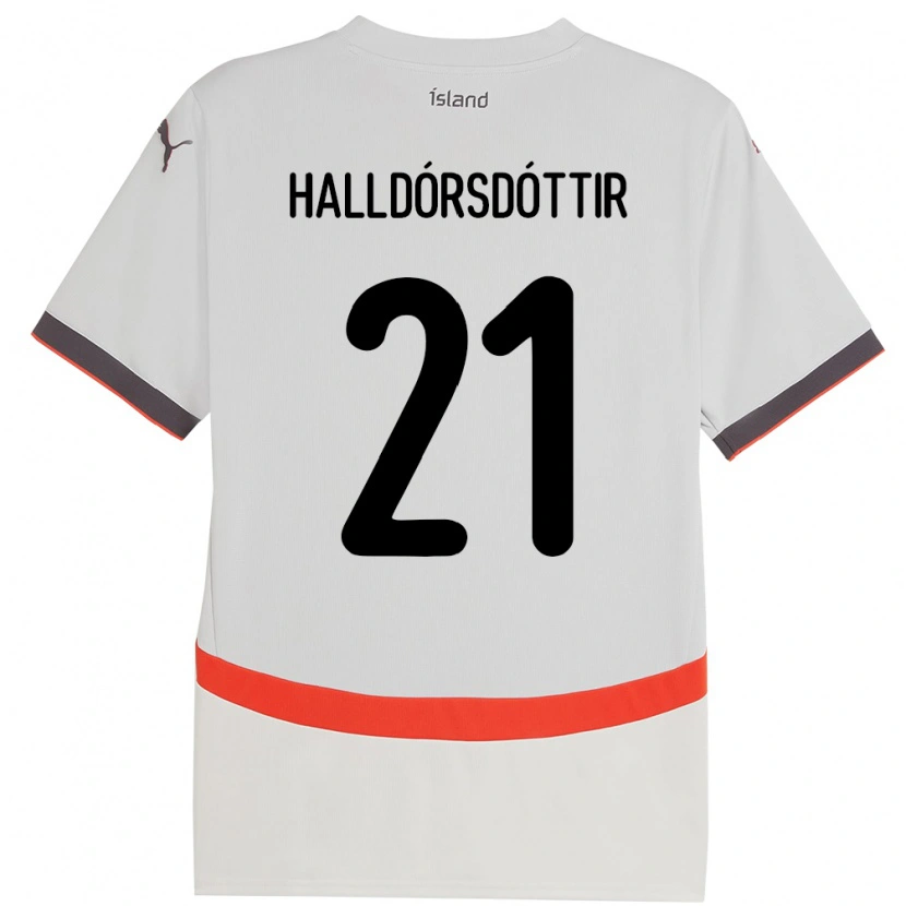 Danxen Męski Islandia Hafrún Rakel Halldórsdóttir #21 Biały Wyjazdowa Koszulka 24-26 Koszulki Klubowe