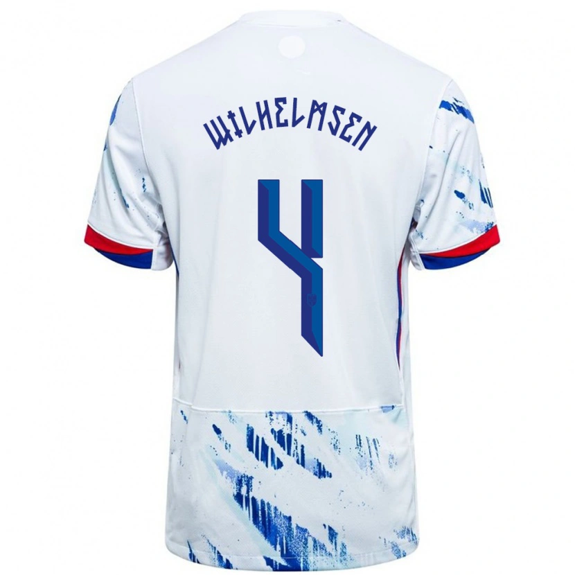 Danxen Męski Norwegia Andreas Wilhelmsen #4 Biały Niebieski Wyjazdowa Koszulka 24-26 Koszulki Klubowe
