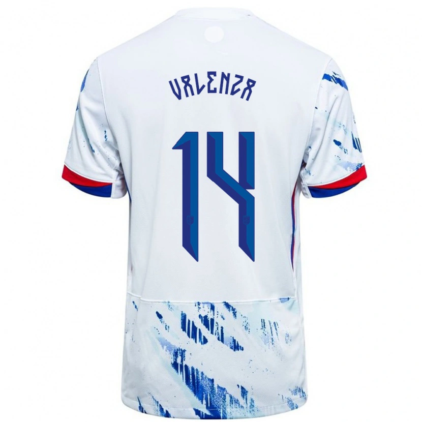 Danxen Męski Norwegia William Kaldråstøyl Valenza #14 Biały Niebieski Wyjazdowa Koszulka 24-26 Koszulki Klubowe