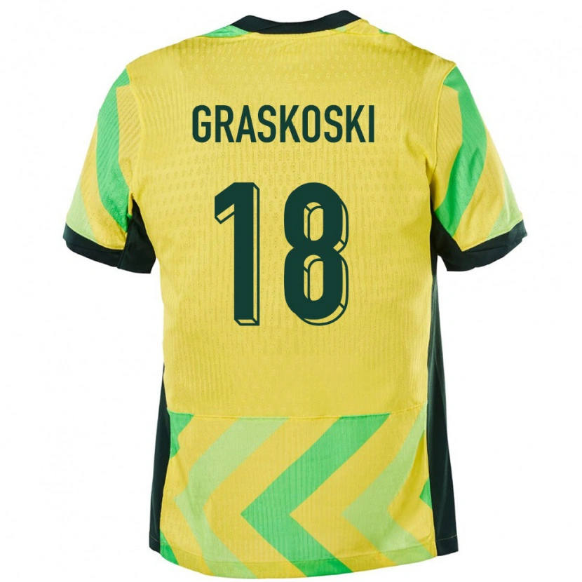 Danxen Kobiety Australia Daniel Graskoski #18 Złoty Domowa Koszulka 24-26 Koszulki Klubowe