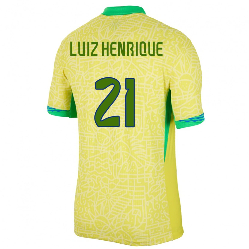 Danxen Kobiety Brazylia Luiz Henrique #21 Żółty Domowa Koszulka 24-26 Koszulki Klubowe