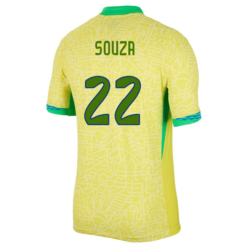 Danxen Kobiety Brazylia Luiz Souza #22 Żółty Domowa Koszulka 24-26 Koszulki Klubowe