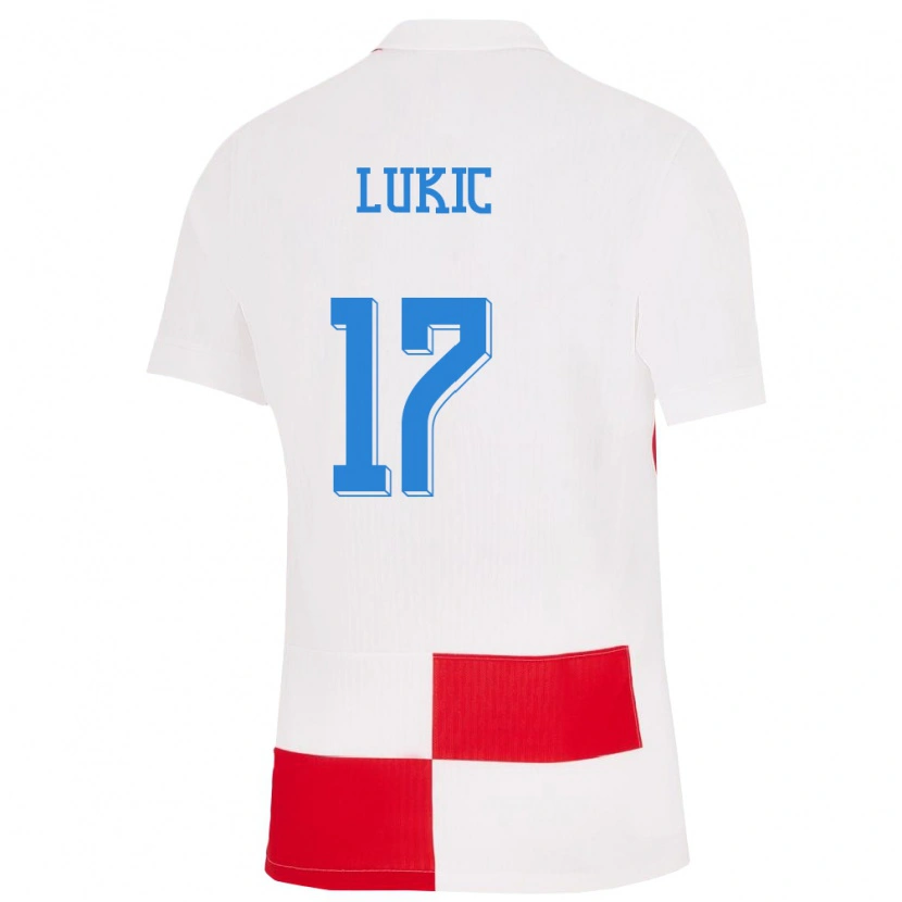 Danxen Kobiety Chorwacja Oliver Lukic #17 Biało - Czerwony Domowa Koszulka 24-26 Koszulki Klubowe