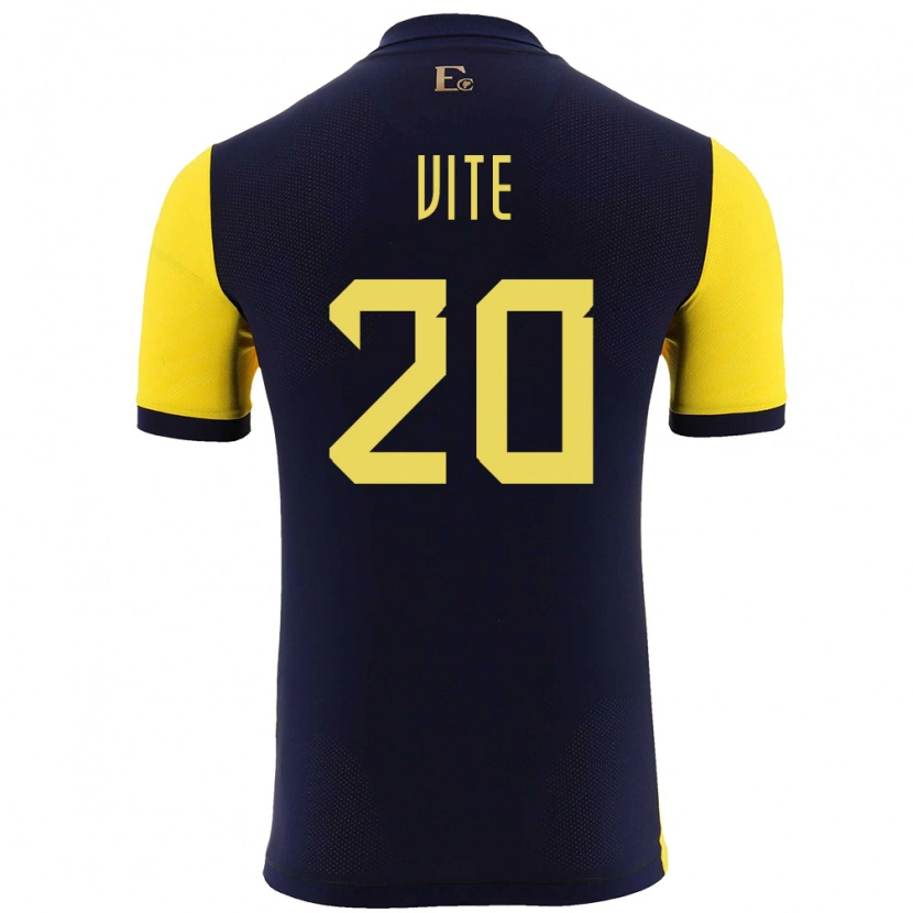 Danxen Kobiety Ecuador Pedro Vite #20 Żółty Domowa Koszulka 24-26 Koszulki Klubowe