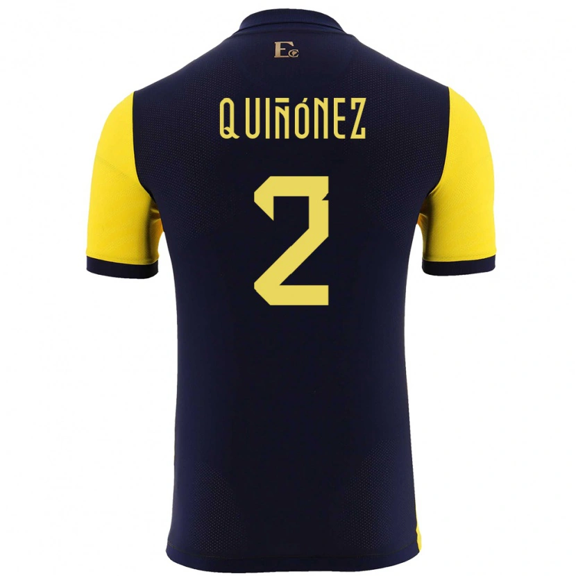 Danxen Kobiety Ecuador Óscar Quiñónez #2 Żółty Domowa Koszulka 24-26 Koszulki Klubowe