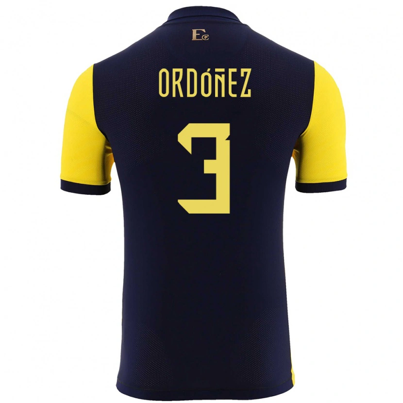 Danxen Kobiety Ecuador Deinner Ordóñez #3 Żółty Domowa Koszulka 24-26 Koszulki Klubowe