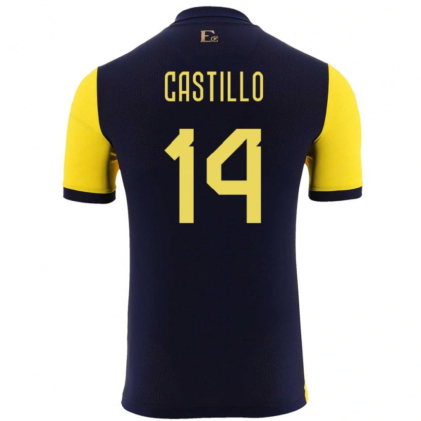 Danxen Kobiety Ecuador Darío Castillo #14 Żółty Domowa Koszulka 24-26 Koszulki Klubowe