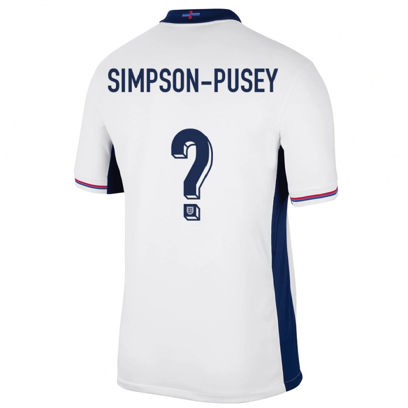 Danxen Kobiety Anglia Jahmai Simpson-Pusey #0 Biały Domowa Koszulka 24-26 Koszulki Klubowe
