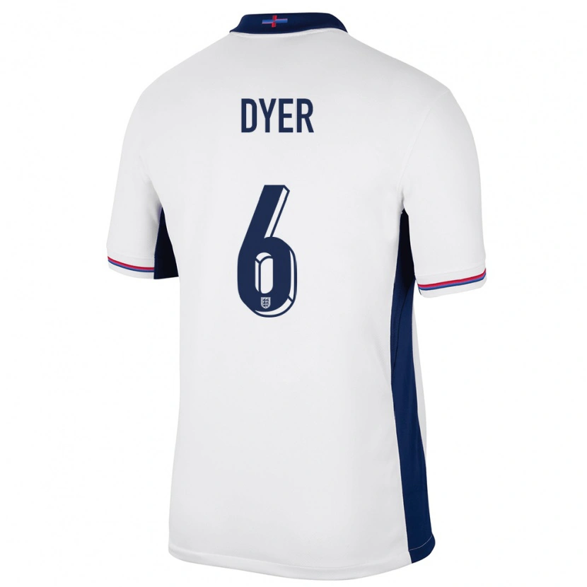 Danxen Kobiety Anglia Kiano Dyer #6 Biały Domowa Koszulka 24-26 Koszulki Klubowe