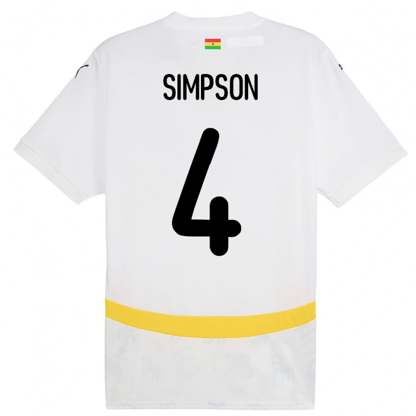 Danxen Kobiety Ghana Razak Simpson #4 Biały Domowa Koszulka 24-26 Koszulki Klubowe