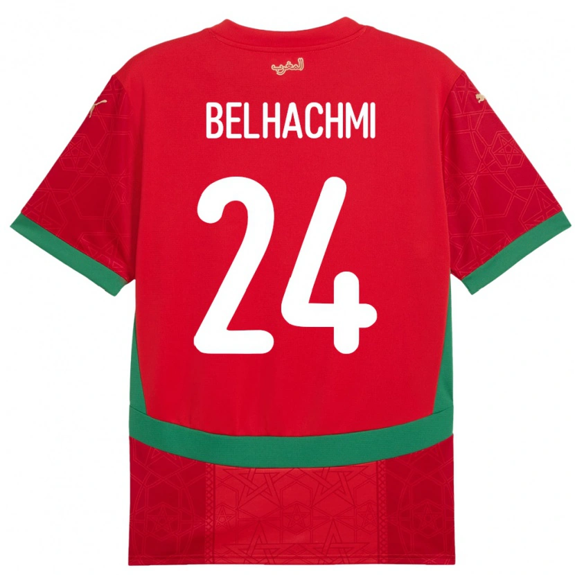 Danxen Kobiety Maroko Yahya Belhachmi #24 Czerwony Domowa Koszulka 24-26 Koszulki Klubowe