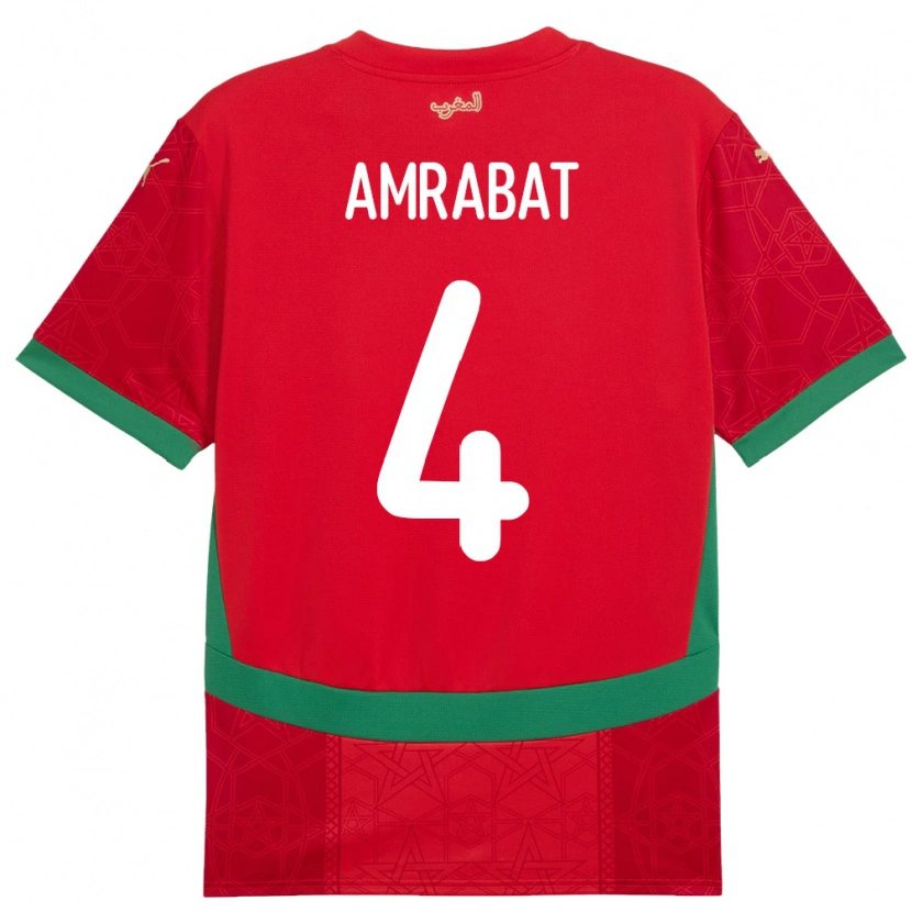 Danxen Kobiety Maroko Soufiane Amrabat #4 Czerwony Domowa Koszulka 24-26 Koszulki Klubowe