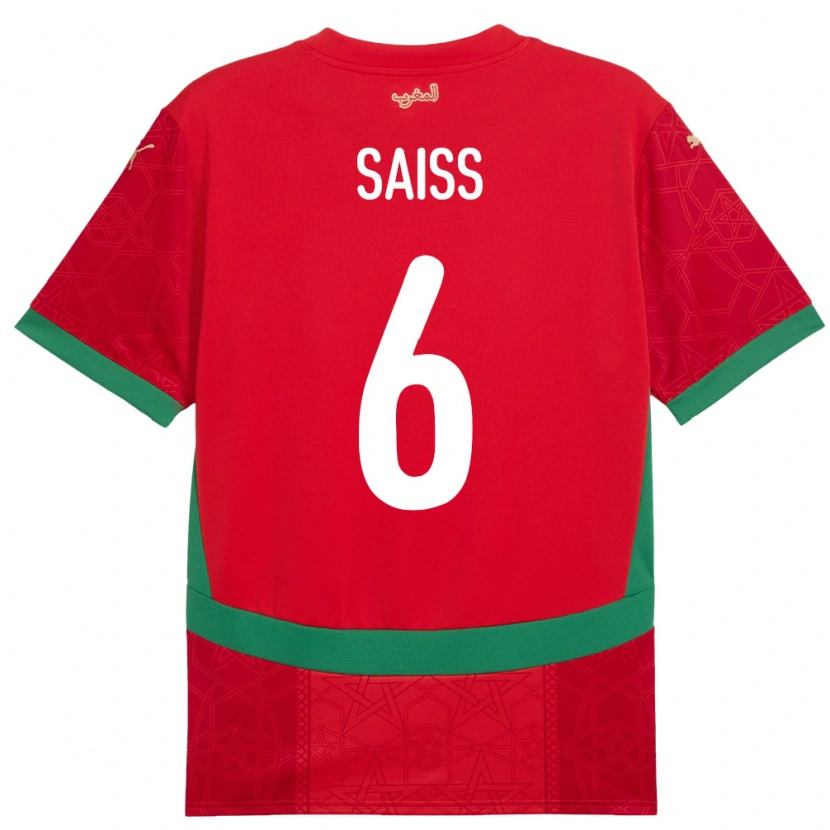 Danxen Kobiety Maroko Romain Saiss #6 Czerwony Domowa Koszulka 24-26 Koszulki Klubowe