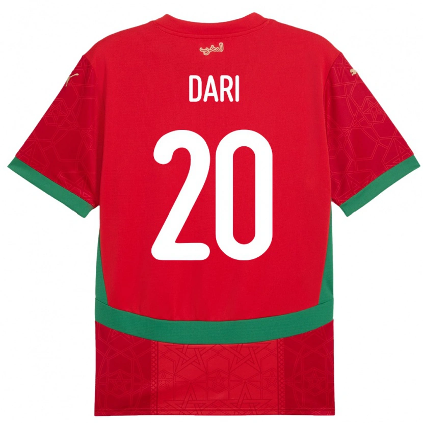 Danxen Kobiety Maroko Achraf Dari #20 Czerwony Domowa Koszulka 24-26 Koszulki Klubowe