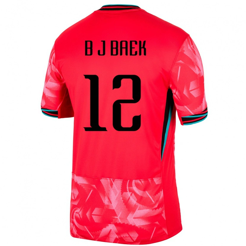 Danxen Kobiety Korea Południowa Jong-Beom Baek #12 Czerwony Domowa Koszulka 24-26 Koszulki Klubowe