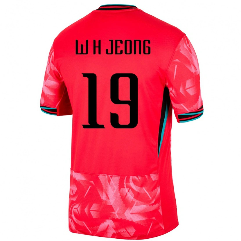 Danxen Kobiety Korea Południowa Hyun-Woong Jeong #19 Czerwony Domowa Koszulka 24-26 Koszulki Klubowe