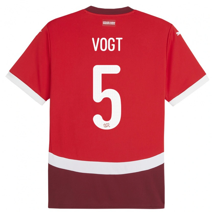 Danxen Kobiety Szwajcaria Gian Vogt #5 Czerwony Domowa Koszulka 24-26 Koszulki Klubowe