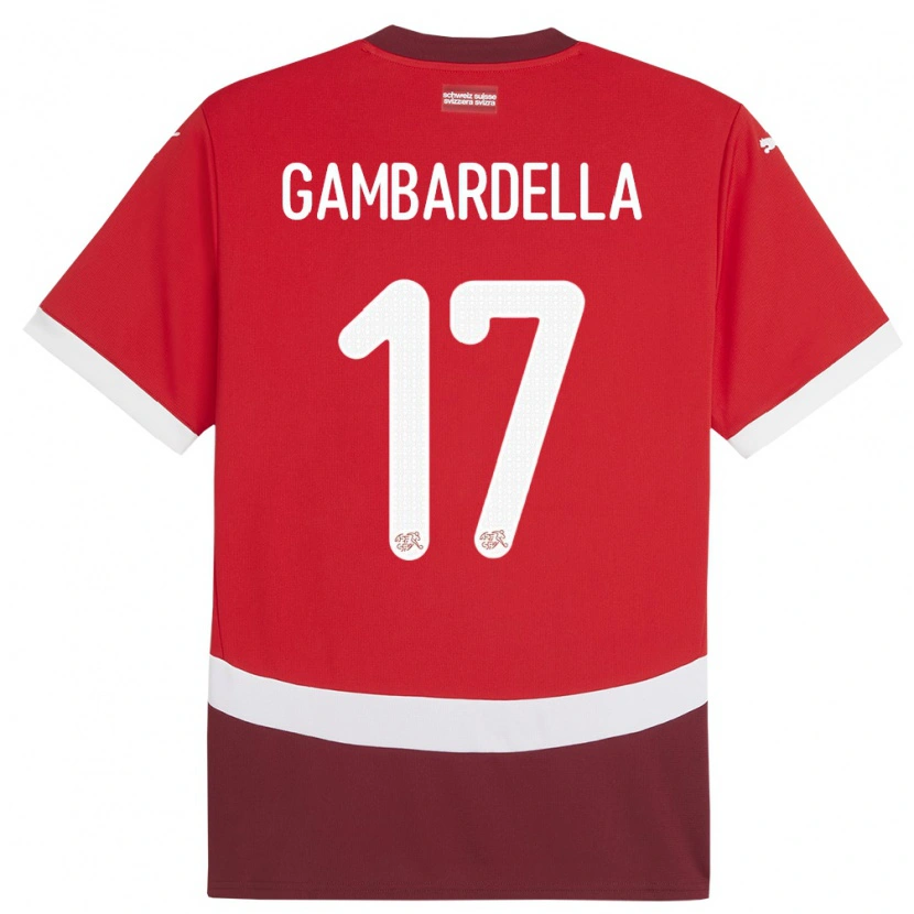 Danxen Kobiety Szwajcaria Matteo Gambardella #17 Czerwony Domowa Koszulka 24-26 Koszulki Klubowe