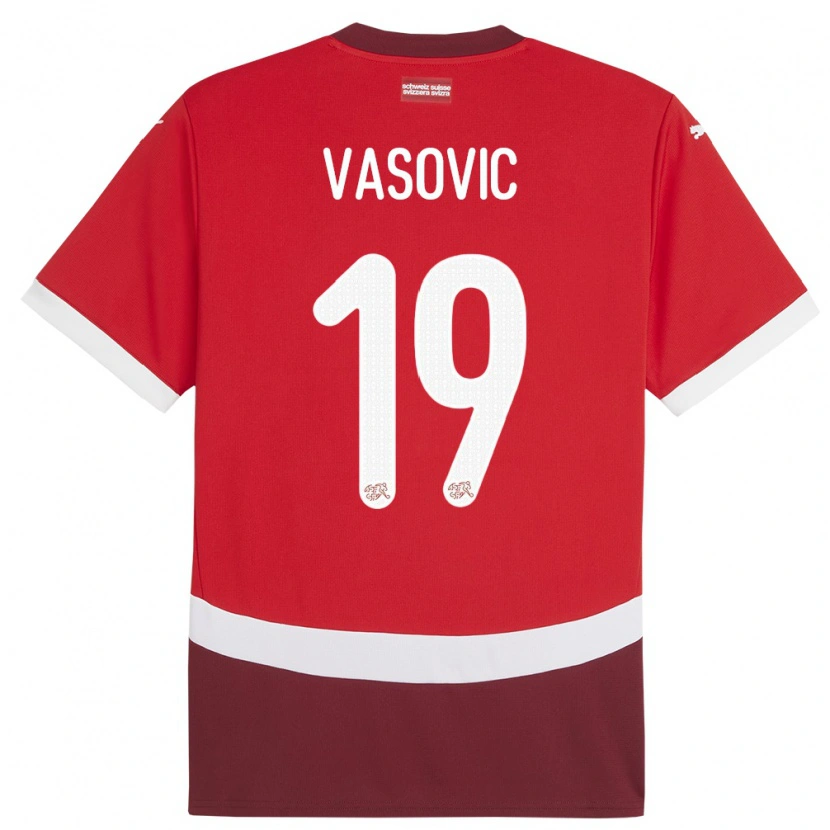 Danxen Kobiety Szwajcaria Andrej Vasovic #19 Czerwony Domowa Koszulka 24-26 Koszulki Klubowe