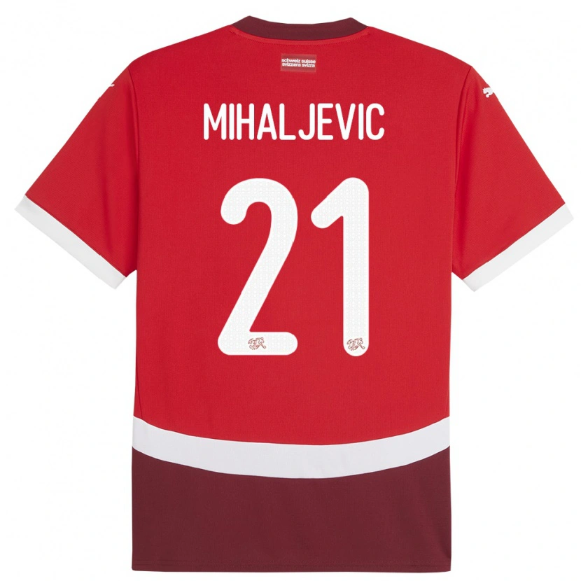 Danxen Kobiety Szwajcaria Mark Mihaljevic #21 Czerwony Domowa Koszulka 24-26 Koszulki Klubowe
