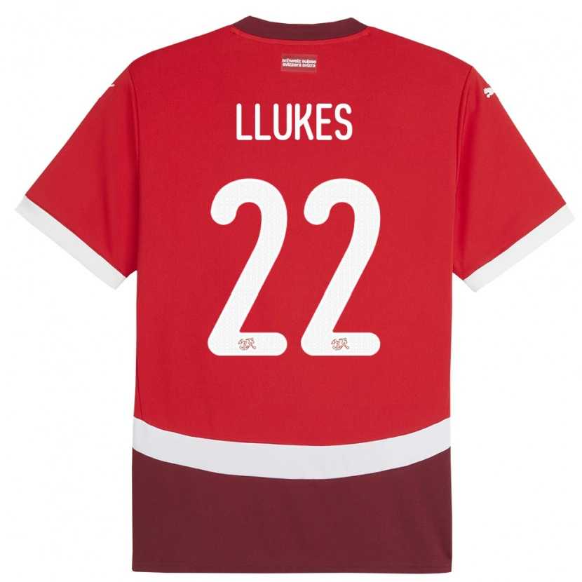 Danxen Kobiety Szwajcaria Adrien Llukes #22 Czerwony Domowa Koszulka 24-26 Koszulki Klubowe