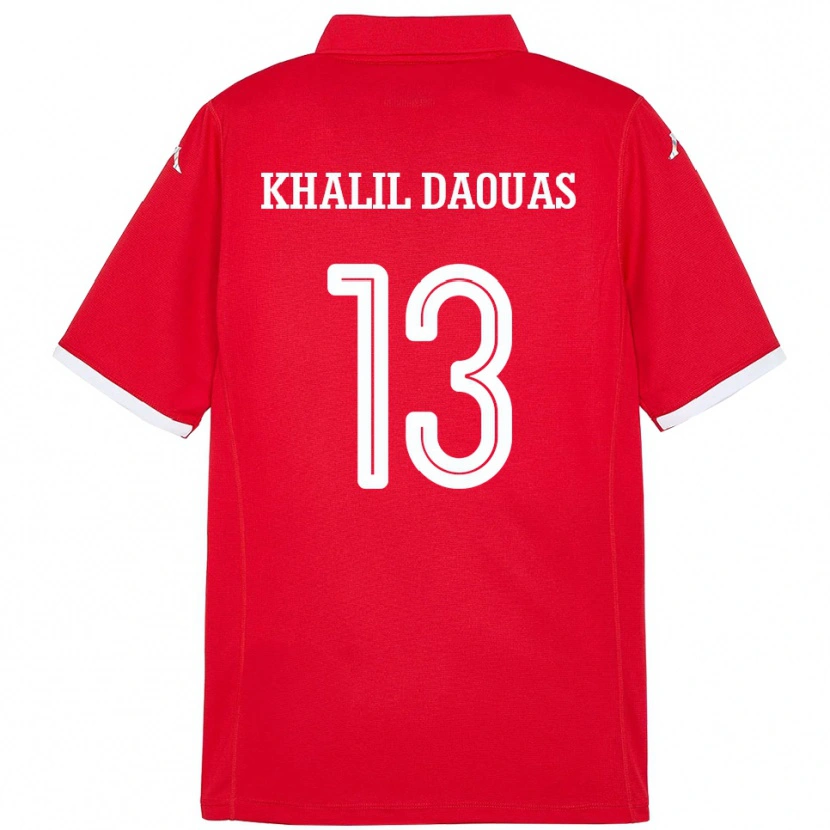 Danxen Kobiety Tunezja Mohamed Khalil Daouas #13 Czerwony Domowa Koszulka 24-26 Koszulki Klubowe