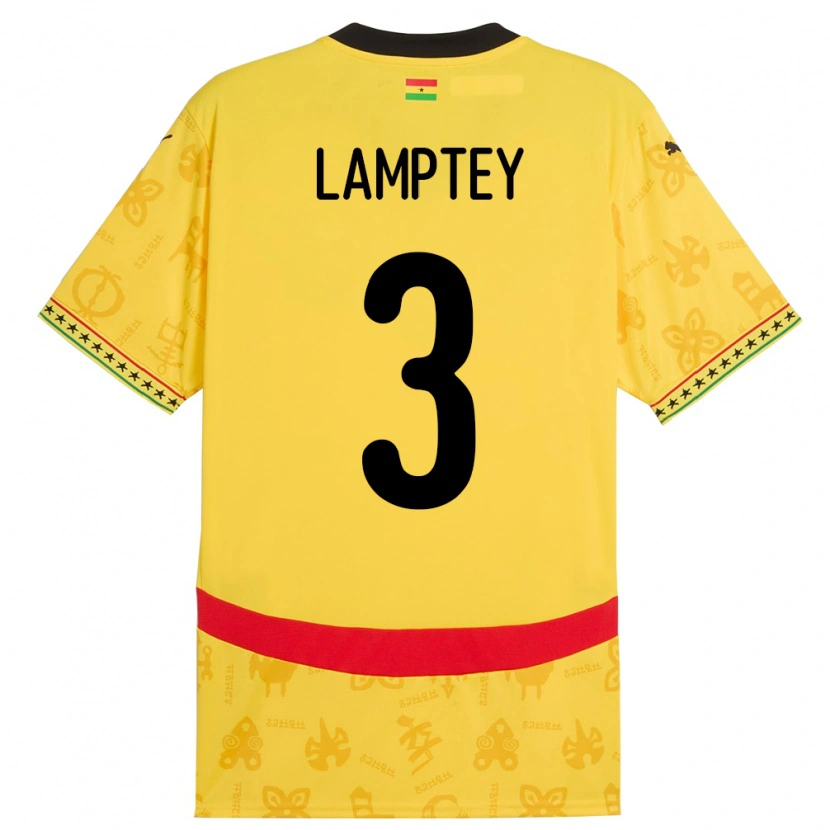 Danxen Kobiety Ghana Tariq Lamptey #3 Żółty Wyjazdowa Koszulka 24-26 Koszulki Klubowe
