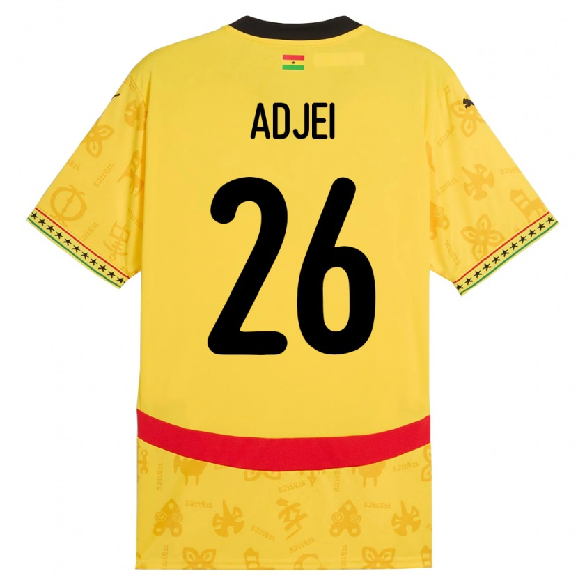 Danxen Kobiety Ghana Nathaniel Adjei #26 Żółty Wyjazdowa Koszulka 24-26 Koszulki Klubowe