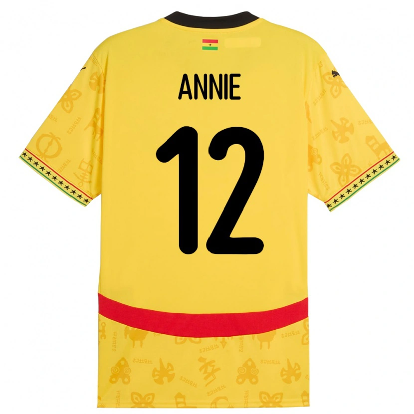 Danxen Kobiety Ghana Henrietta Annie #12 Żółty Wyjazdowa Koszulka 24-26 Koszulki Klubowe