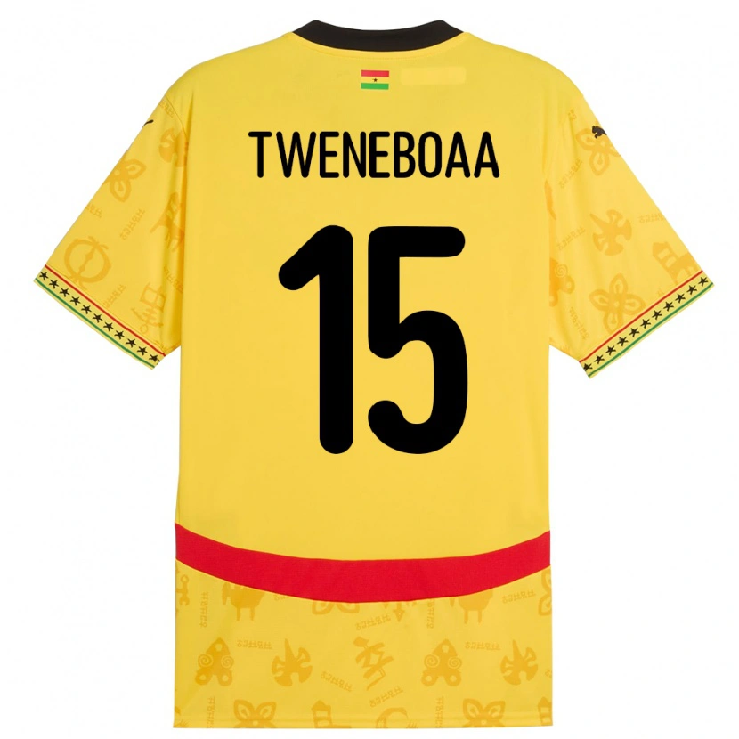Danxen Kobiety Ghana Justice Tweneboaa #15 Żółty Wyjazdowa Koszulka 24-26 Koszulki Klubowe