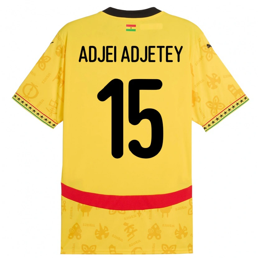 Danxen Kobiety Ghana Jonas Adjei Adjetey #15 Żółty Wyjazdowa Koszulka 24-26 Koszulki Klubowe