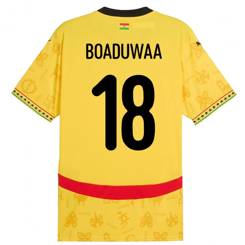 Danxen Kobiety Ghana Doris Boaduwaa #18 Żółty Wyjazdowa Koszulka 24-26 Koszulki Klubowe