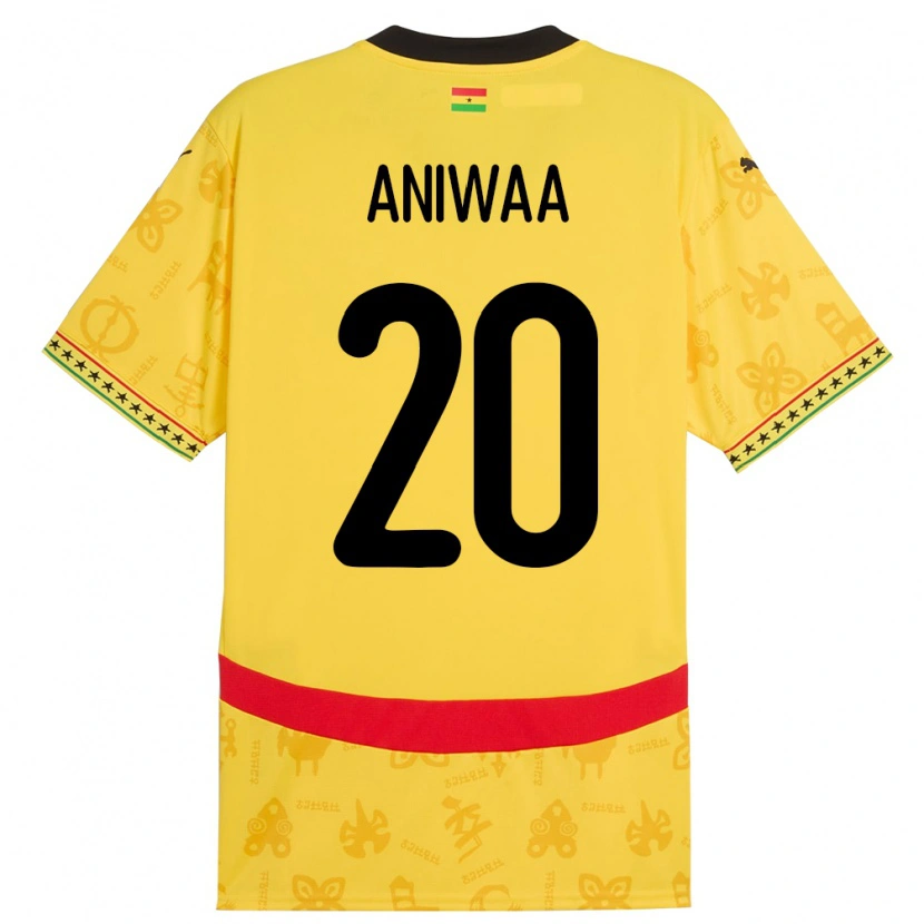 Danxen Kobiety Ghana Louisa Aniwaa #20 Żółty Wyjazdowa Koszulka 24-26 Koszulki Klubowe