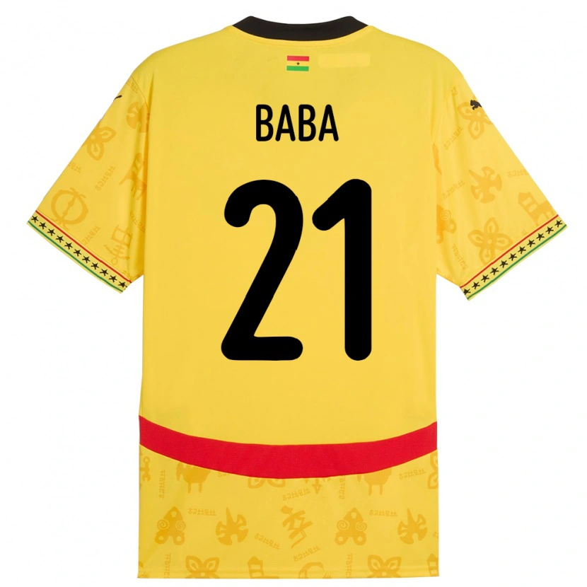 Danxen Kobiety Ghana Iddrisu Baba #21 Żółty Wyjazdowa Koszulka 24-26 Koszulki Klubowe