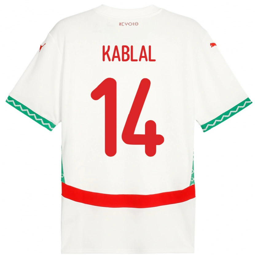 Danxen Kobiety Maroko Yahya Kablal #14 Biały Wyjazdowa Koszulka 24-26 Koszulki Klubowe