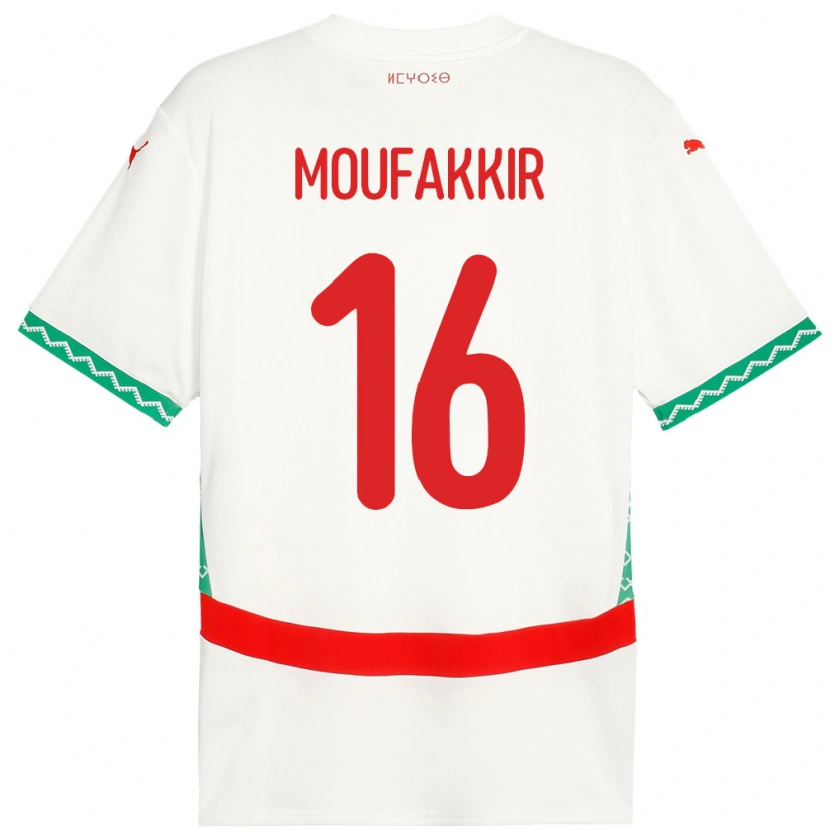 Danxen Kobiety Maroko Ishak Moufakkir #16 Biały Wyjazdowa Koszulka 24-26 Koszulki Klubowe