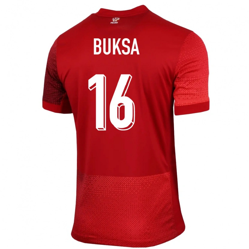 Danxen Kobiety Polska Adam Buksa #16 Czerwony Wyjazdowa Koszulka 24-26 Koszulki Klubowe