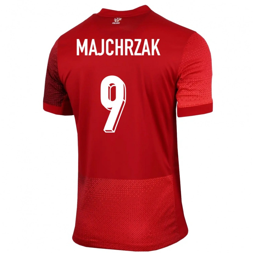 Danxen Kobiety Polska Jordan Majchrzak #9 Czerwony Wyjazdowa Koszulka 24-26 Koszulki Klubowe