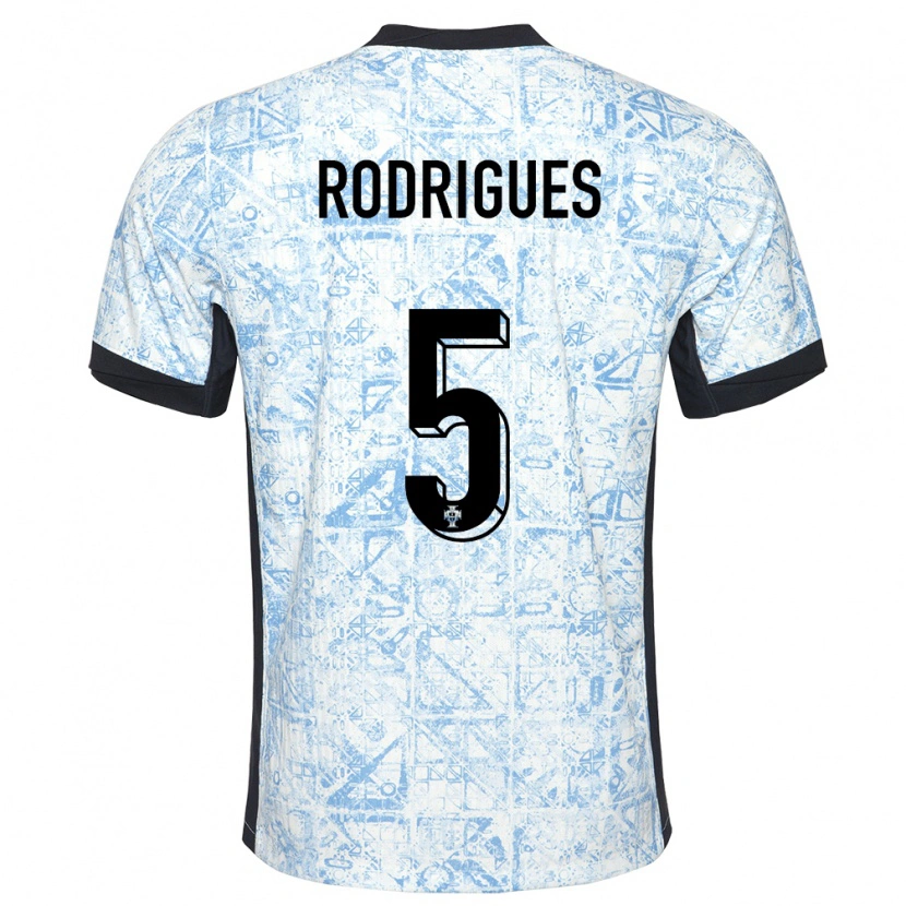 Danxen Kobiety Portugalia Rafa Rodrigues #5 Kremowy Niebieski Wyjazdowa Koszulka 24-26 Koszulki Klubowe