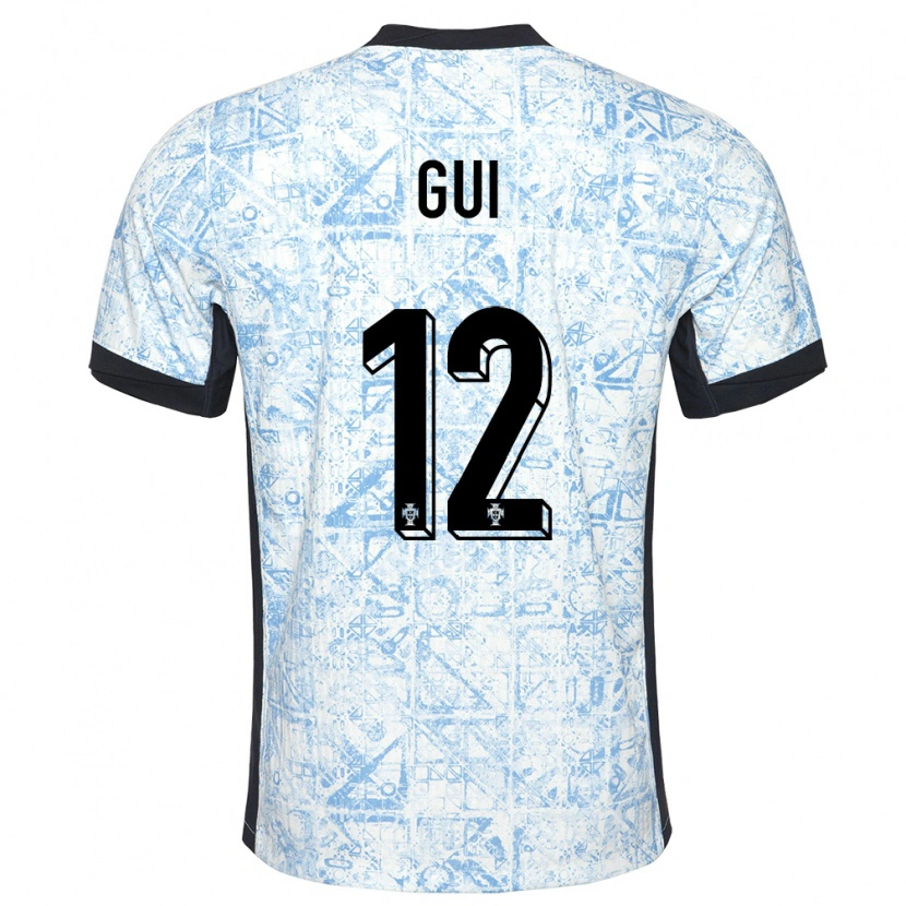Danxen Kobiety Portugalia Gui #12 Kremowy Niebieski Wyjazdowa Koszulka 24-26 Koszulki Klubowe